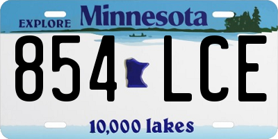 MN license plate 854LCE