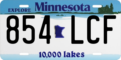 MN license plate 854LCF