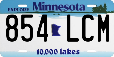 MN license plate 854LCM