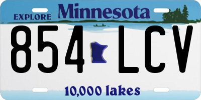 MN license plate 854LCV