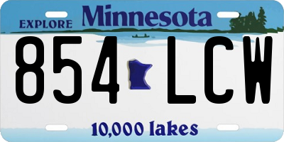 MN license plate 854LCW