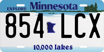 MN license plate 854LCX