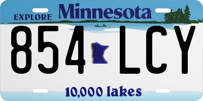 MN license plate 854LCY