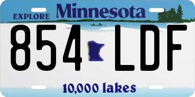 MN license plate 854LDF