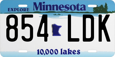 MN license plate 854LDK
