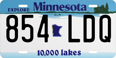 MN license plate 854LDQ