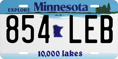MN license plate 854LEB