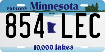 MN license plate 854LEC