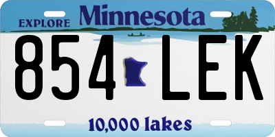 MN license plate 854LEK