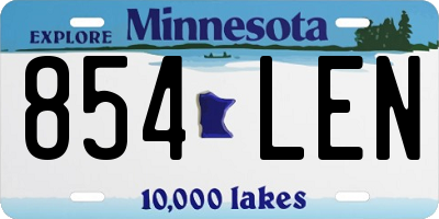 MN license plate 854LEN