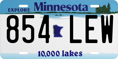 MN license plate 854LEW