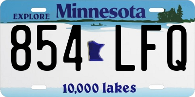MN license plate 854LFQ
