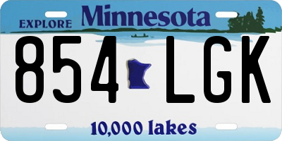 MN license plate 854LGK