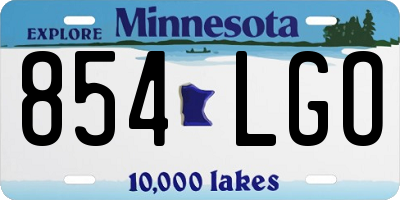 MN license plate 854LGO