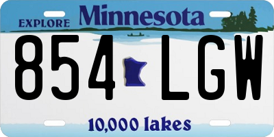 MN license plate 854LGW