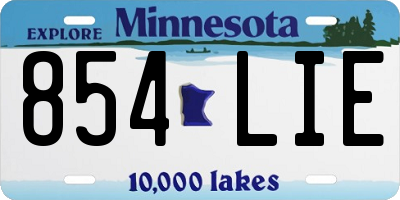 MN license plate 854LIE