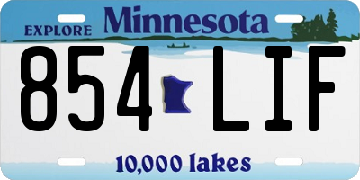 MN license plate 854LIF