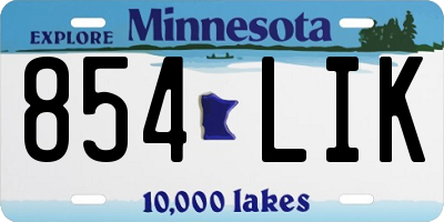 MN license plate 854LIK
