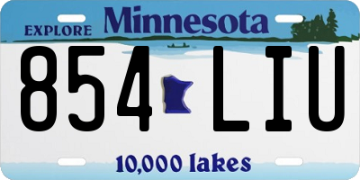 MN license plate 854LIU