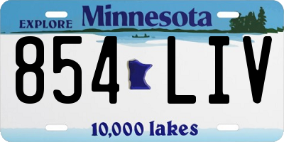 MN license plate 854LIV