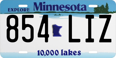 MN license plate 854LIZ