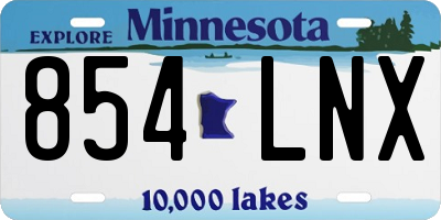 MN license plate 854LNX