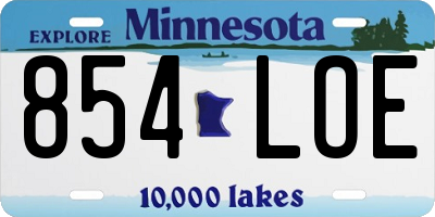 MN license plate 854LOE