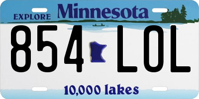 MN license plate 854LOL
