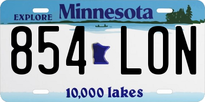 MN license plate 854LON