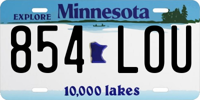 MN license plate 854LOU