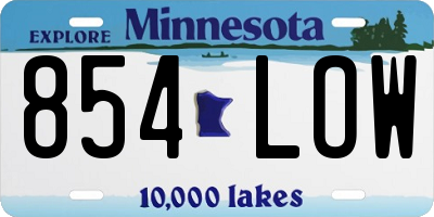 MN license plate 854LOW