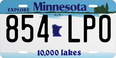 MN license plate 854LPO