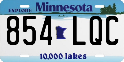 MN license plate 854LQC