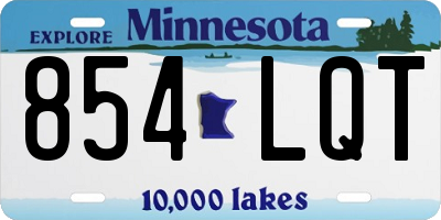 MN license plate 854LQT