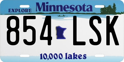 MN license plate 854LSK