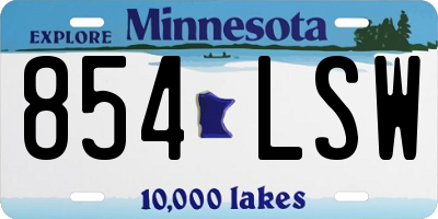 MN license plate 854LSW