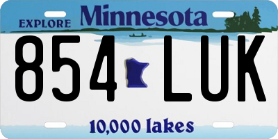 MN license plate 854LUK