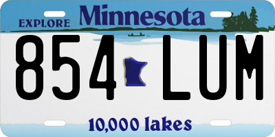 MN license plate 854LUM