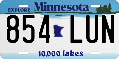MN license plate 854LUN
