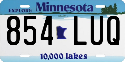 MN license plate 854LUQ