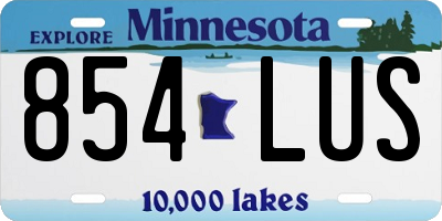 MN license plate 854LUS