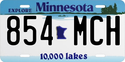 MN license plate 854MCH