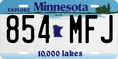 MN license plate 854MFJ