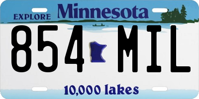 MN license plate 854MIL