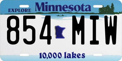 MN license plate 854MIW
