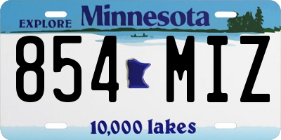 MN license plate 854MIZ