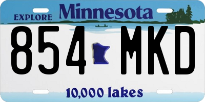 MN license plate 854MKD