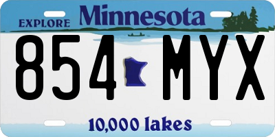 MN license plate 854MYX