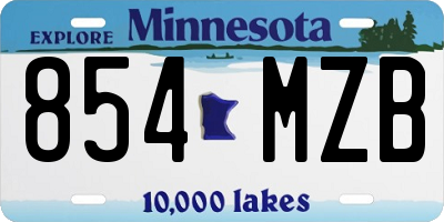 MN license plate 854MZB