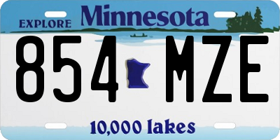 MN license plate 854MZE